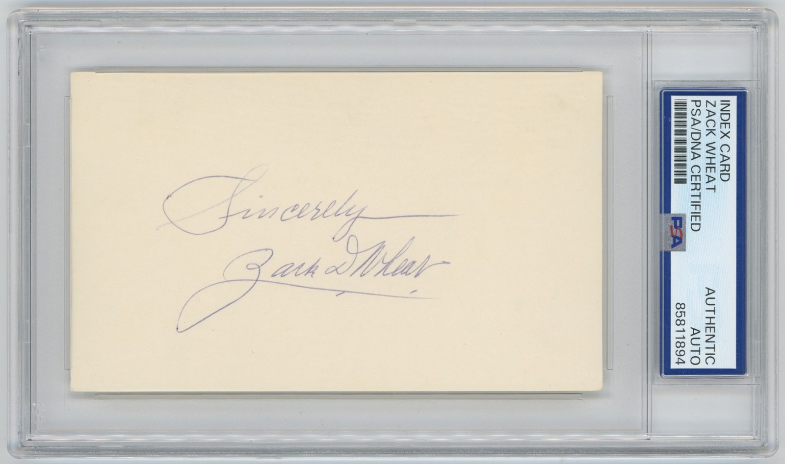 Wheat, Zach Signed 3 x 5 8 (PSA Slabbed Authentic) 724711