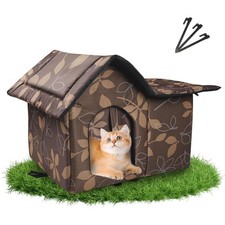 Outdoor Cat House Weatherproof, Cat Houses for Outdoor Cats, Collapsible Stra...