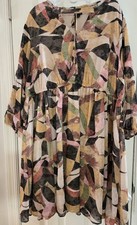 Torrid Size 3 Flowy Long Sleeve Boho Dress Earth Tones Peasant Elastic Waist
