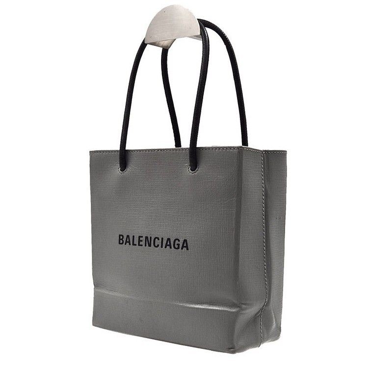 【BALENCIAGA】SHOPPING TOTE BAG XXS Balenciaga White Pebbled Leather XXS Shopping Tote Bag