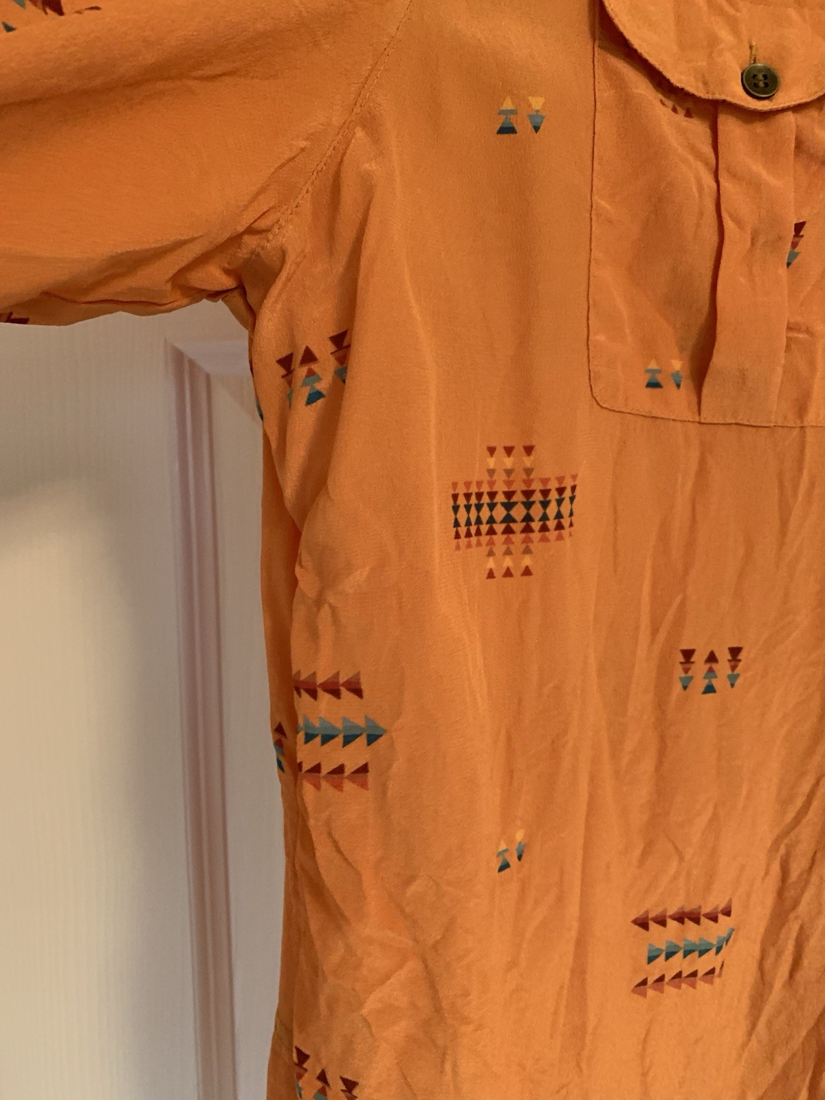 Pendleton Silk Mustard Orange Patterned Button do… - image 7