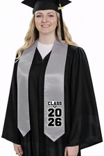 Silver "Class of 2026" Graduation Stole