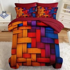 7 Pcs Comforter Set Size, Colorful Geometric Bedding Set for Full Geometric 3