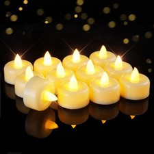 24 Pack Flameless Tea Lights Candles Battery Operated, Warm Ivory