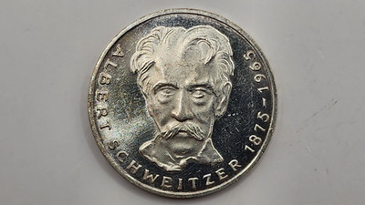 1965 Germany 5 Deutsche Mark Silver Coin - Albert Schweitzer - KM#143