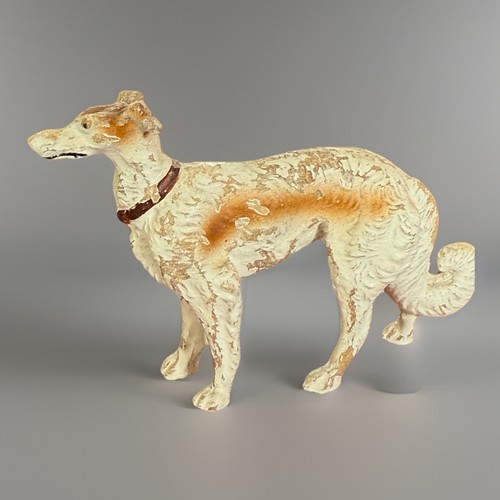 Antique Chalkware Greyhound Borzoi Dog Figurine Primitive c1920s Decor