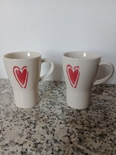 Pair Of Pentik Finland Espresso Coffee Cups Small Mugs Heart Motif Rare Design