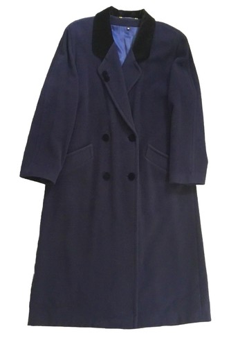 Berghaus Navy Wool Women’s Calf Length Coat 16/18 Velvet Detailing - Picture 6 of 12