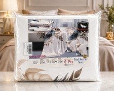 Royberry 6 Pc Full Sheet Set White Floral Microfiber Deep Pocket Bedding Set