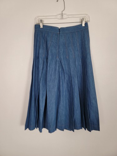 Babaton Damen Baumwollmischung Denim Plissee Reißverschluss halbhoher Rock blau Größe 4 NEU - Bild 4 von 8