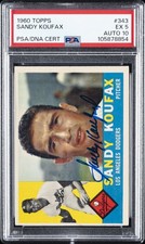 1960 TOPPS #343 SANDY KOUFAX PSA 5 AUTO 10