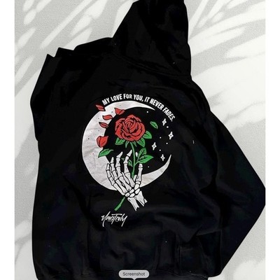 Skeleton Hand Rose Black Graphic Hoodie Sweatshirt  (To The Moon)