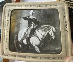 16 George Washington Revolutionary War Victor Animatograph Magic Lantern Glass