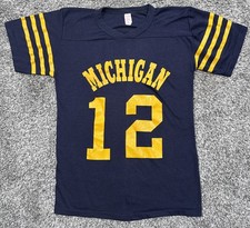Vintage Michigan T-Shirt Athletic 70s-80s Medium Spellout Jersey 12 Rare EUC