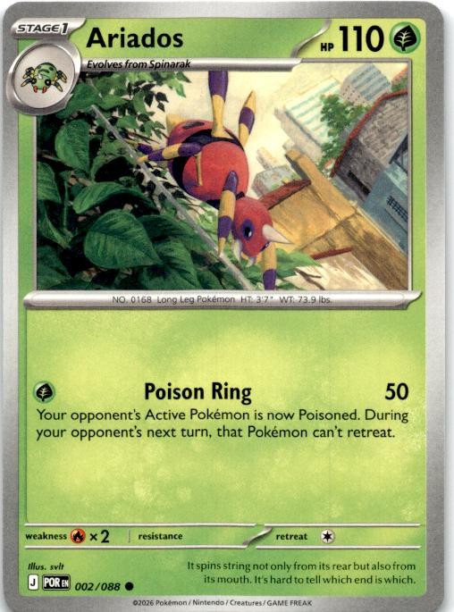 Ariados 002/088 Common Perfect Order Pokemon Near Mint