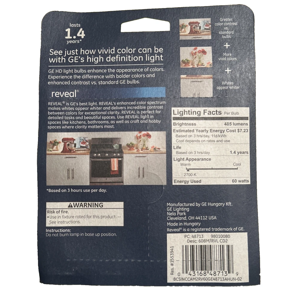 Ge Lighting 60w, 485 Lumen, Faceted, Ceiling fan Bulbs, 2 Bulbs Vibration B13 - Image 2 of 4