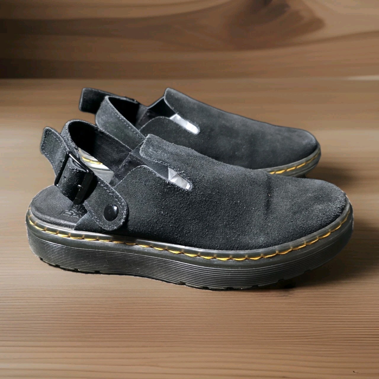 Dr. Martens Carlson Women's 7 Black Suede Slingback Mule Clog Sandals EU 38