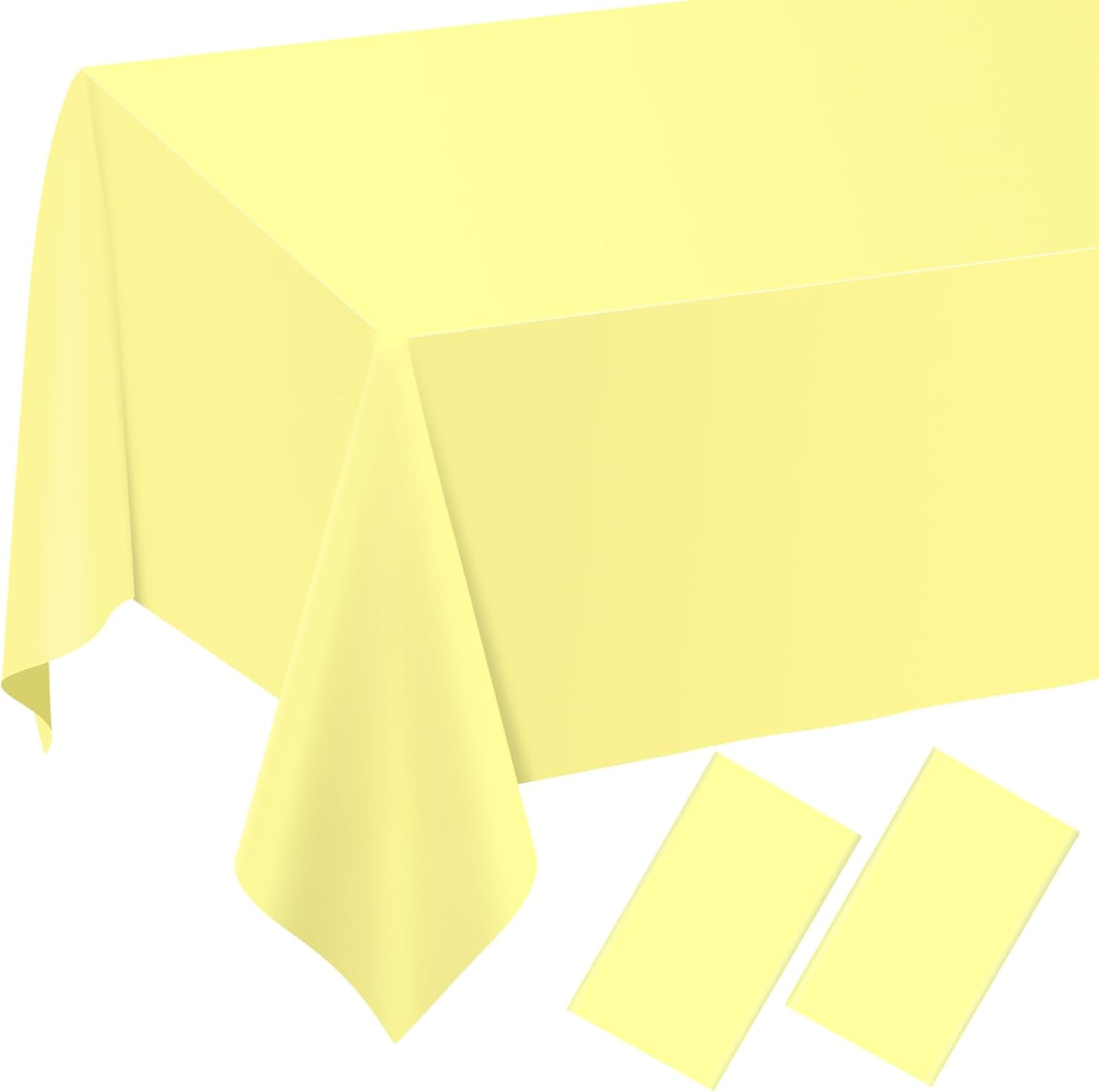 2 Pcs Light Yellow Tablecloths, Yellow Disposable Plastic Re