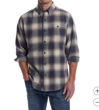 NEW  Weatherproof Vintage Men's Flannel Button Down Collar Blue Shirt XL NWT
