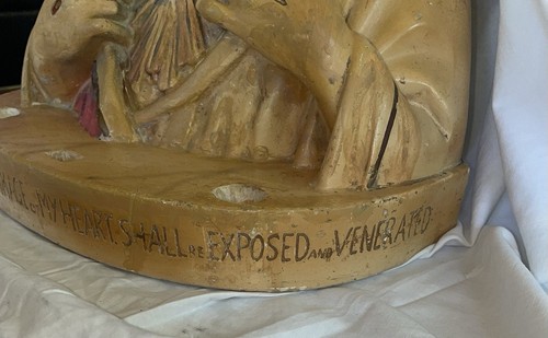 Candela croce legno busto gesso Alter Gesù Sacro Cuore vintage pesante PSCI anni 50 - Foto 18 di 18