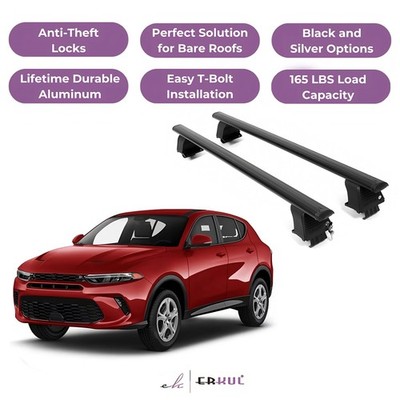 ERKUL Roof Rack Crossbars For DODGE HORNET 2023-2025 Naked Roof Aluminum Black