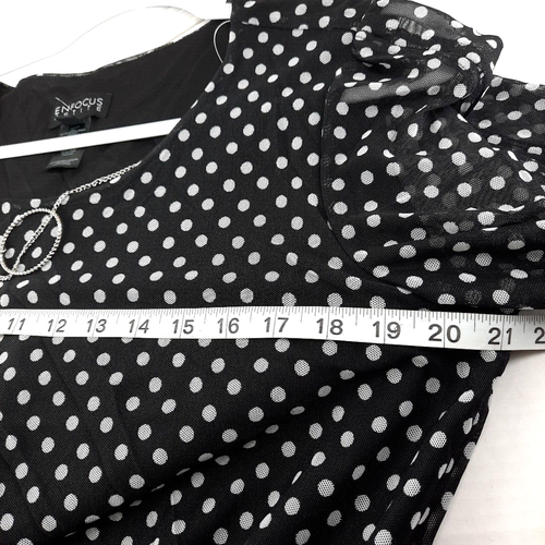 Mini abito vintage Y2K Enfocus trasparente a pois taglia 14P nero bianco grigio nuovo con etichette - Foto 18 di 19