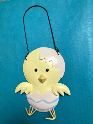 Hanging Hatched Chick Chicken Decor Metal Door Wall Plaque