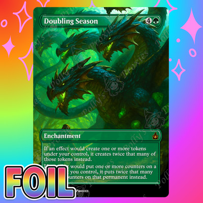 Doubling Season FOIL Proxy Playtest Card with Custom Fantasy Hydra Art Design