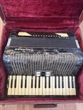 HOHNER ARIETTA Accordion Akkordeon 1950s-72 Button Blue Pearl Works W/lined Case