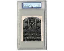 Philadelphia A's Lefty Grove Twice Signed HOF Plaque Cut PSA / DNA Auto