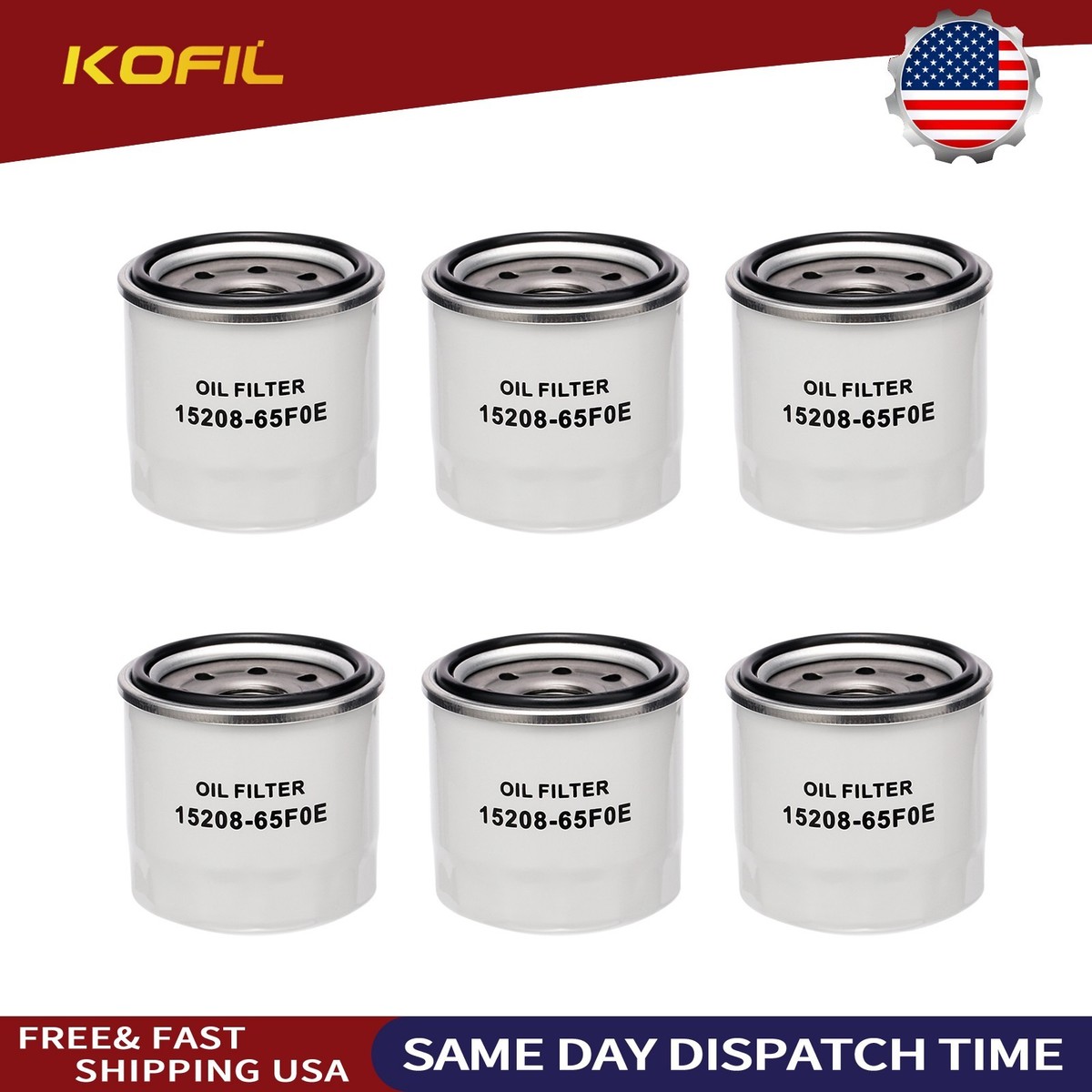 6 PACKS Oil Filter 15208-65F00 15208-65F0A fits Nissan Altima