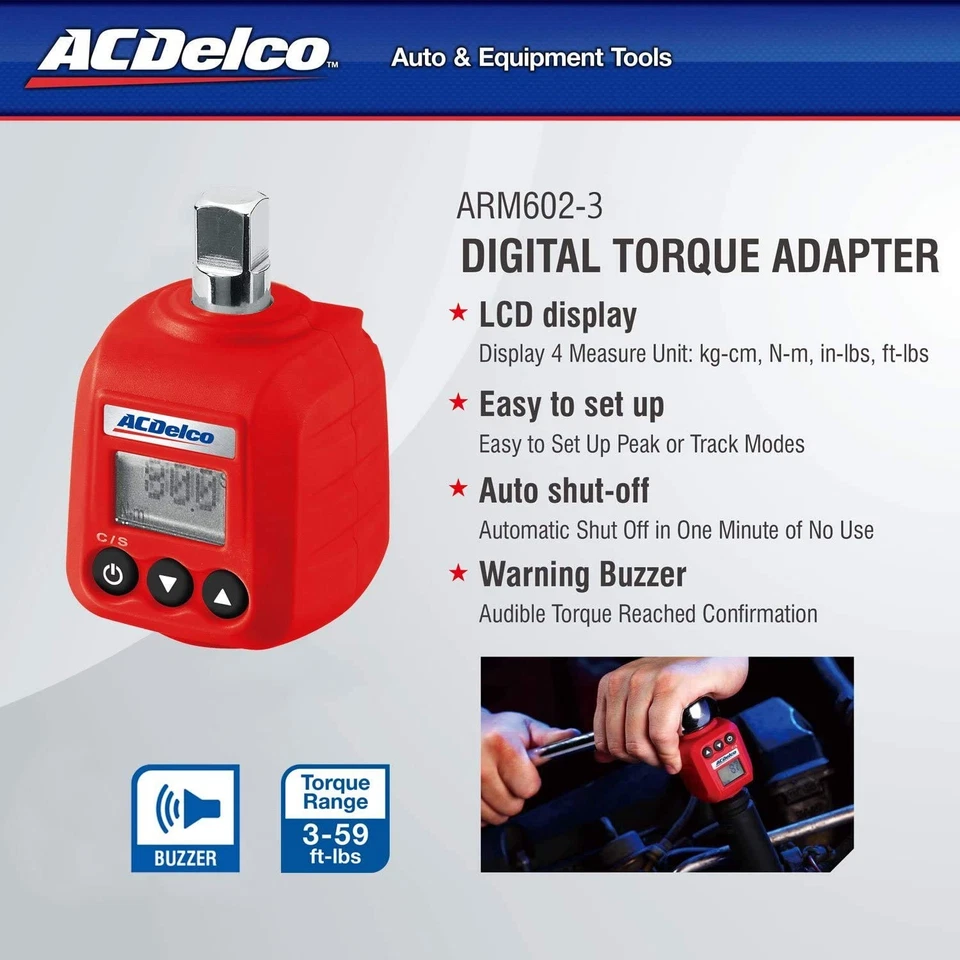ACDelco ARM602-34A 3/8” & ½” Heavy Duty Digital Torque Adapter Combo Kit with... - Image 2 of 4