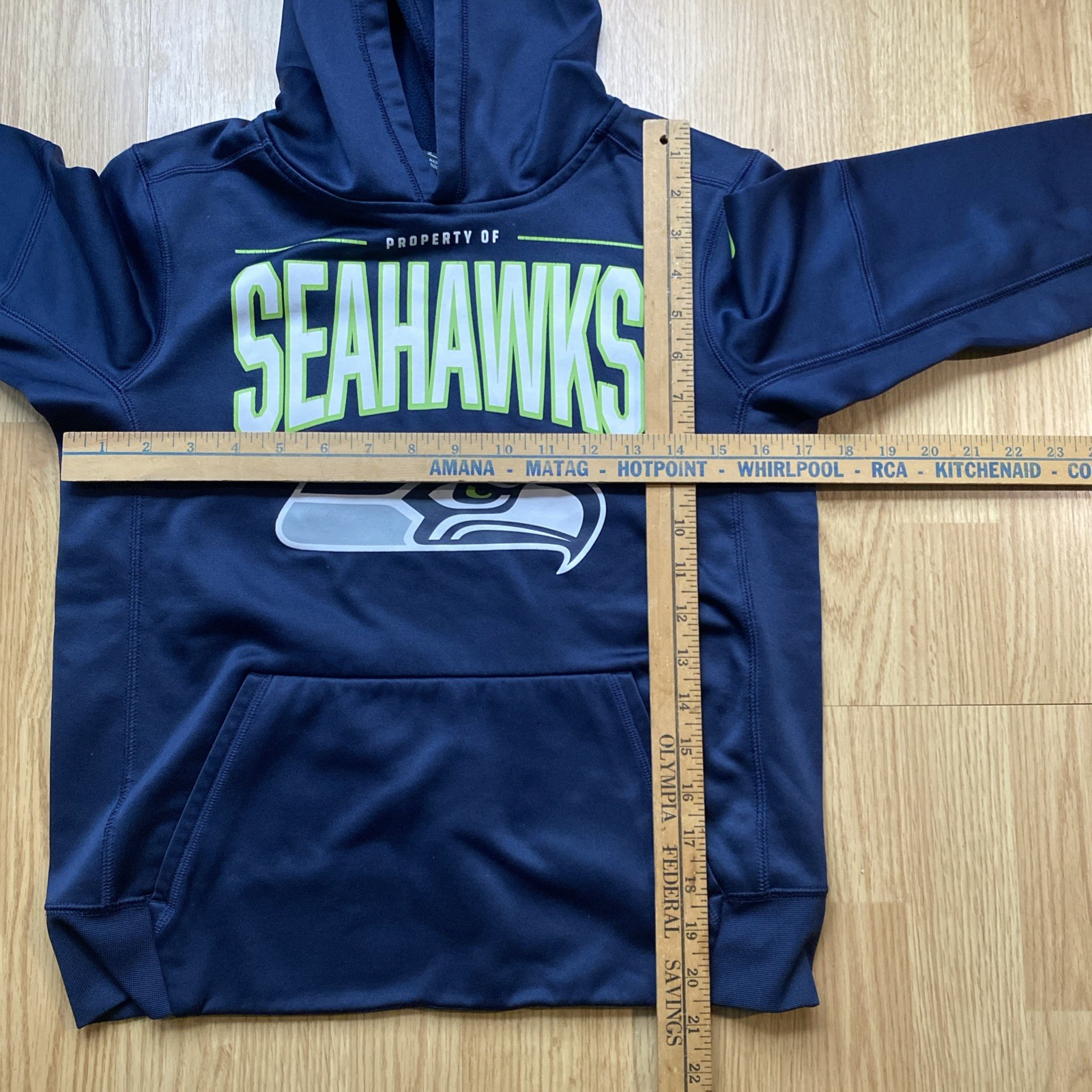 Nike Dri Fit Seattle Seahawks Hoodie Boys M Medium 10/12 Navy Blue Original Logo thumbnail 7