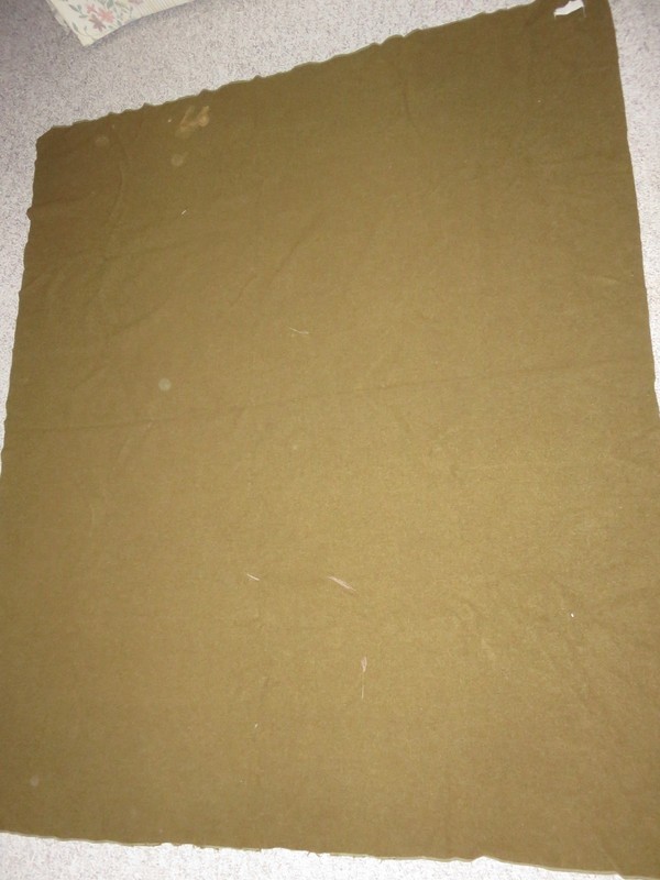 Vintage WWII Olive Green Wool Army Blanket 60" X 72" 08/30/40