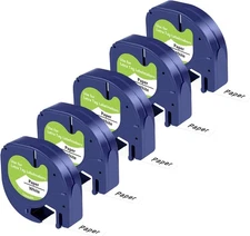 UNOKA Label Tape Replace for Dymo 1/2 inch x 13 feet, Black on White 