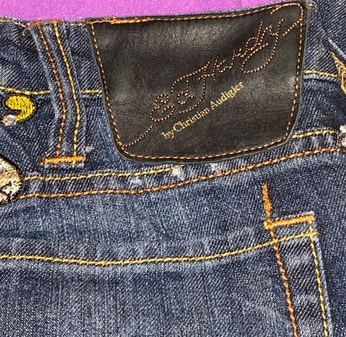 Y2K Ed Hardy Tattoo Jeans 26 Love Kills NYC & Hoodie XS Outfit Bling Women’s EUC - Picture 6 of 20