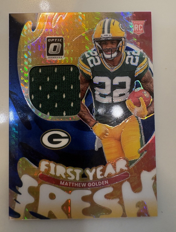 Panini 2025 Donruss Optic Matthew Golden First Year Fresh RC Mem #FYFBH-MGN