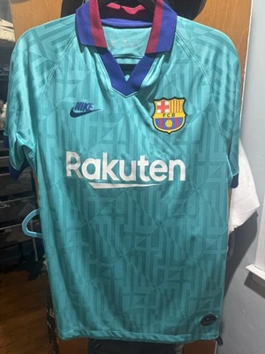 Nike Soccer Jersey Mens M Teal FC Barcelona 2019-20 Third Kit Rakuten Dri-FIT - Image 1 of 4