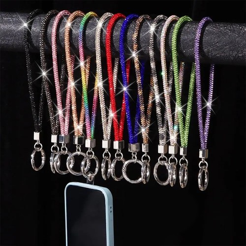 Crystal Wrist Straps Glitter Rhinestone Phone Lanyard Keychain Hanging Rope* - Picture 4 of 24