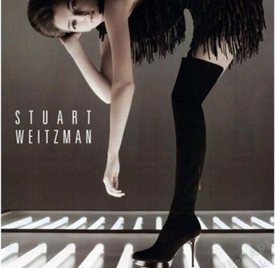 Stuart Weitzman Hiho Black Stretch Suede Thigh High Platform Boots 41/ 10 M