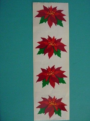 Vtg 1994 Mrs. Grossman's Stickers POINSETTIA FLOWERS (4) Mods 2'' x 1.5''