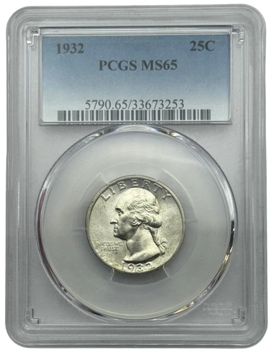 1932 Washington Quarter, PCGS MS65, Gem Mint State Coin. OG Look.