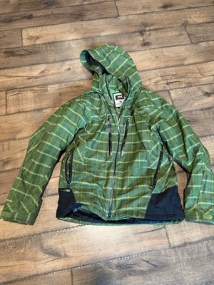 Helly Hansen HH Insulated Ski Snowboard Jacket Green Plaid Hooded Men s