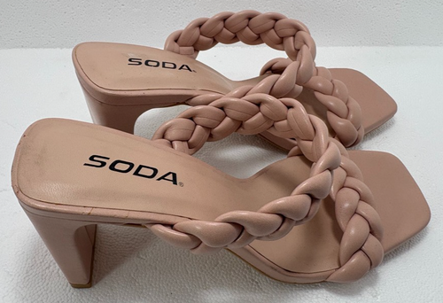 Soda Women's Braided Heelled Square Toe Block Heel Sandals size 6.5 - Picture 6 of 21