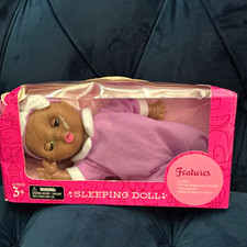 Sleeping Baby Girl Doll Dark Complexion Brown Eyes Headband Orig Unopened 3 
