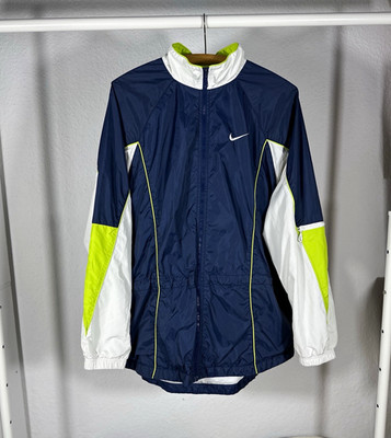 Nike Vintage 90s Y2K Windbreaker Colorblock Navy Neon Gr. L