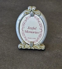 Vintage AMC Joyful Memories Mini Pewter Oval Picture Frame 1.5" X 2.25"