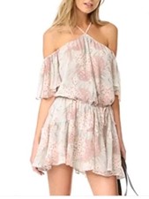 LoveShackFancy Nwt floral Amira Silk Mini Dress Color Mint $425.00 Sz large
