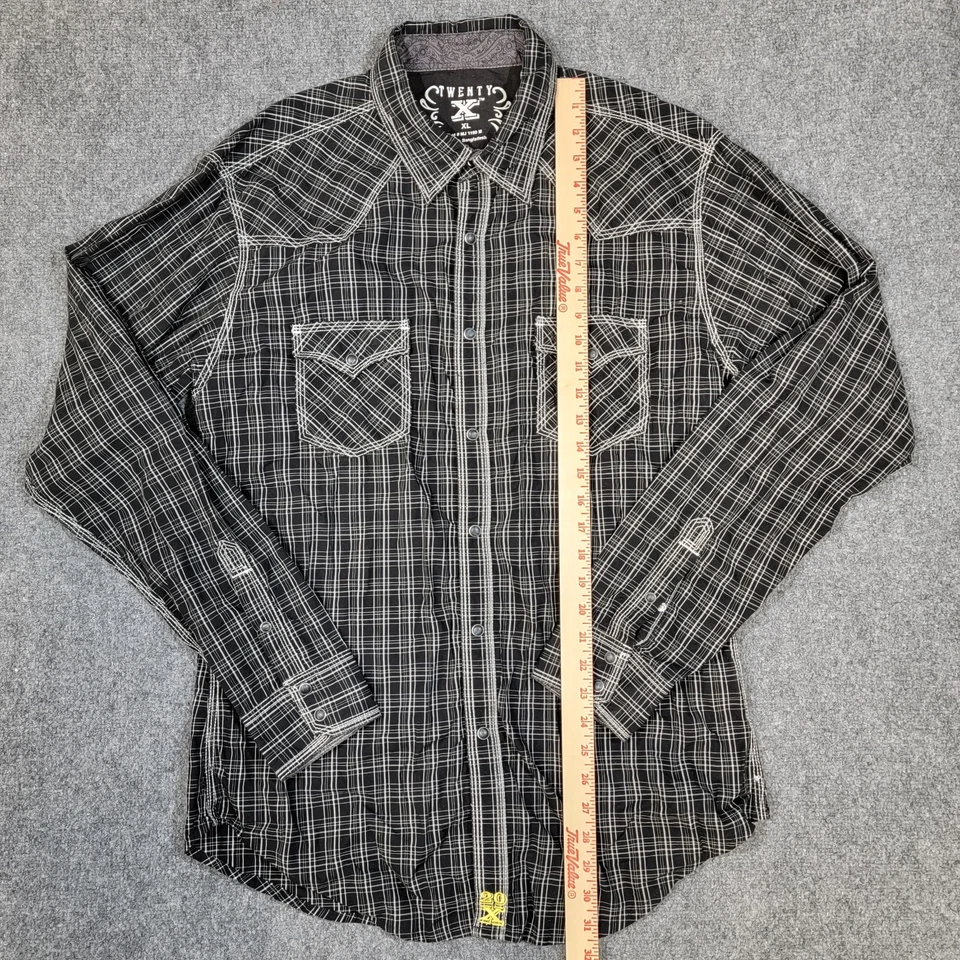 Camisa Western Wrangler Hombres XL 20X Competición Perla A Presión Manga Larga Negra Foto 4 de 4