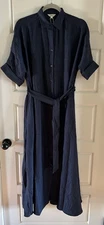 Max studio women’s navy blue button up dress size S $178